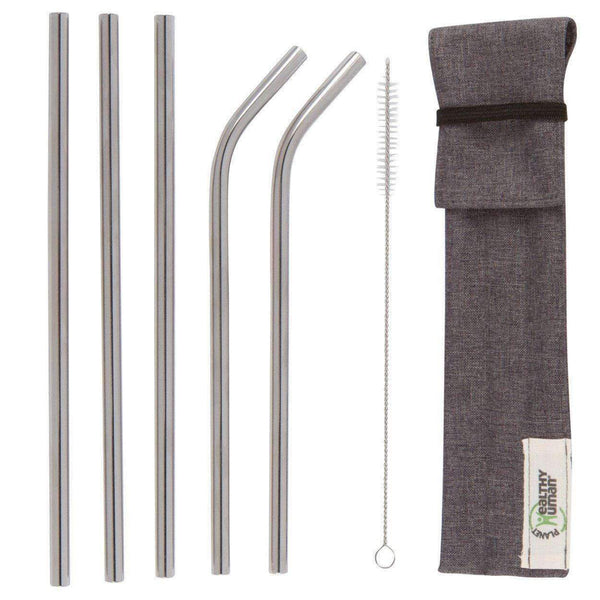 5-Pack Complete Stainless Steel Straw Kit by Healthy Human